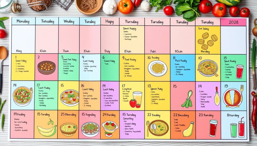 Meal planning calendar