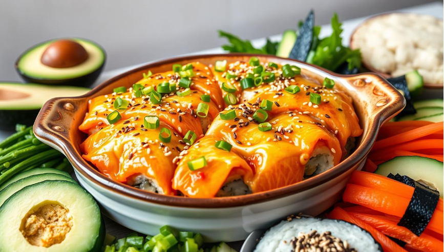 salmon sushi bake