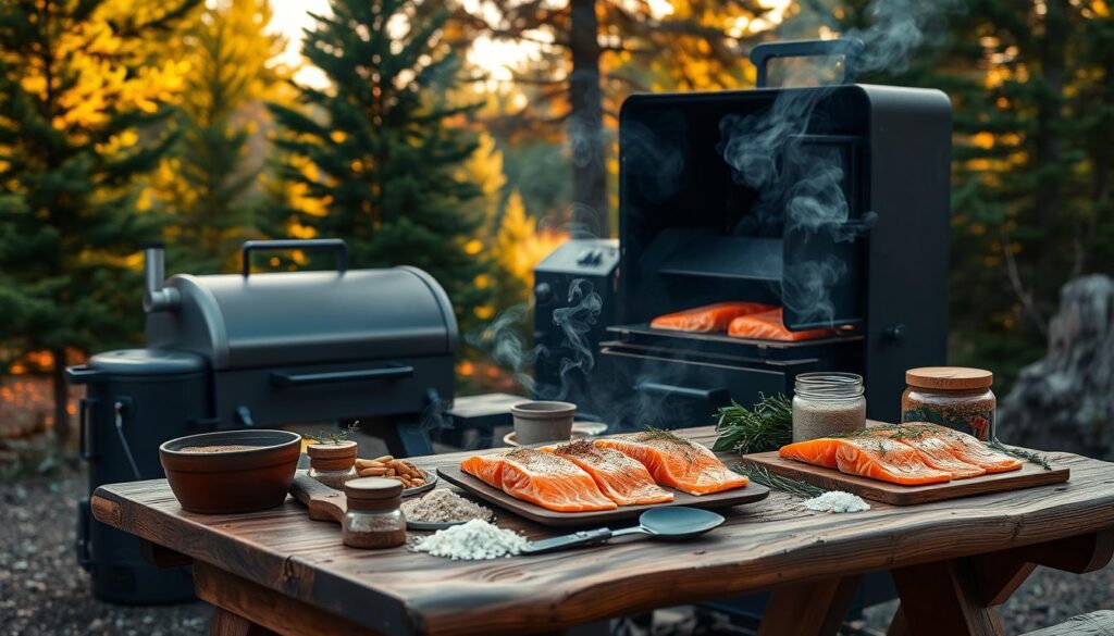 setting up smoker for salmon